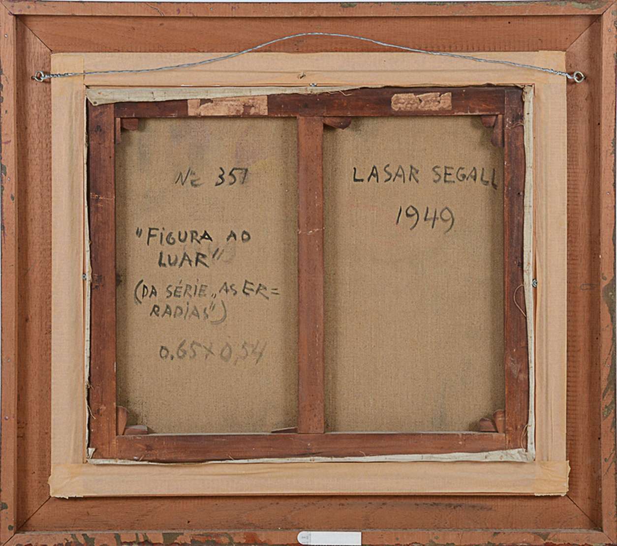 Lasar Segall (1891-1957), Figura inclinada ao luar, ( Série As Erradias), 1949 - Óleo s/ tela<br>Ass. inf. esquerdo e verso e datado<br>Ex-coleção Felicia Leiner<br><br><br>Lasar Segall (1891-1957)...