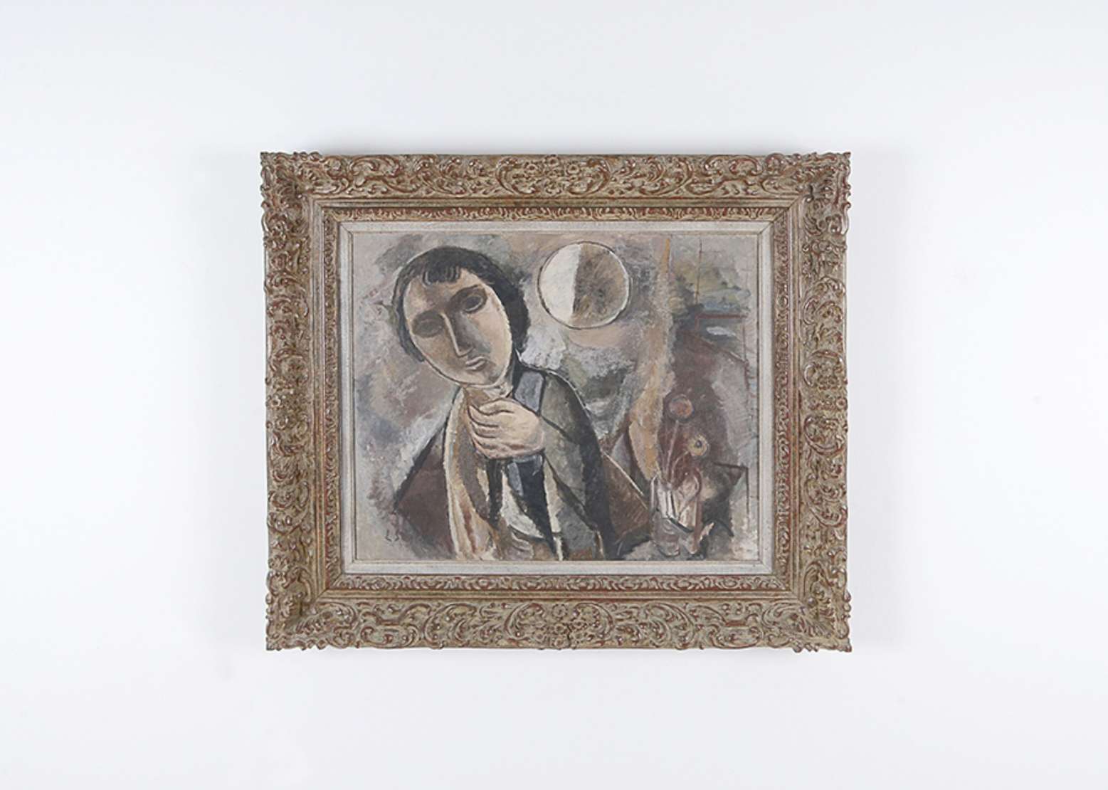 Lasar Segall (1891-1957), Figura inclinada ao luar, ( Série As Erradias), 1949 - Óleo s/ tela<br>Ass. inf. esquerdo e verso e datado<br>Ex-coleção Felicia Leiner<br><br><br>Lasar Segall (1891-1957)...