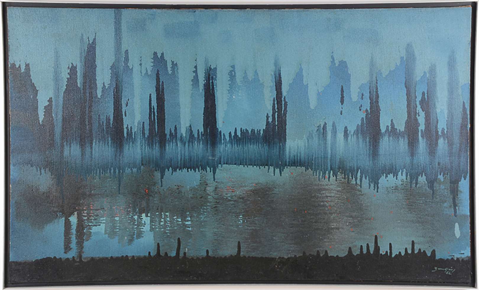 Antonio Bandeira (1922-1967), Paisagem Longínqua,1962 - Óleo s/tela<br>Ass. inf. direito e verso e datado<br><br><br><br><br>A produção abstrata de Antônio Bandeira (1922-1967) remonta à década de ...