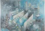 Roberto Matta (1911-2002), Sem título - Óleo s/tela<br>Ass. inf. esquerdo e verso<br><br>Roberto Matta (1911-2002) foi um pintor e escultor chileno, considerado um dos principais representan