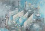 Roberto Matta (1911-2002), Sem título - Óleo s/tela<br>Ass. inf. esquerdo e verso<br><br>Roberto Matta (1911-2002) foi um pintor e escultor chileno, considerado um dos principais representan