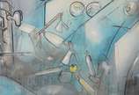 Roberto Matta (1911-2002), Sem título - Óleo s/tela<br>Ass. inf. esquerdo e verso<br><br>Roberto Matta (1911-2002) foi um pintor e escultor chileno, considerado um dos principais representan