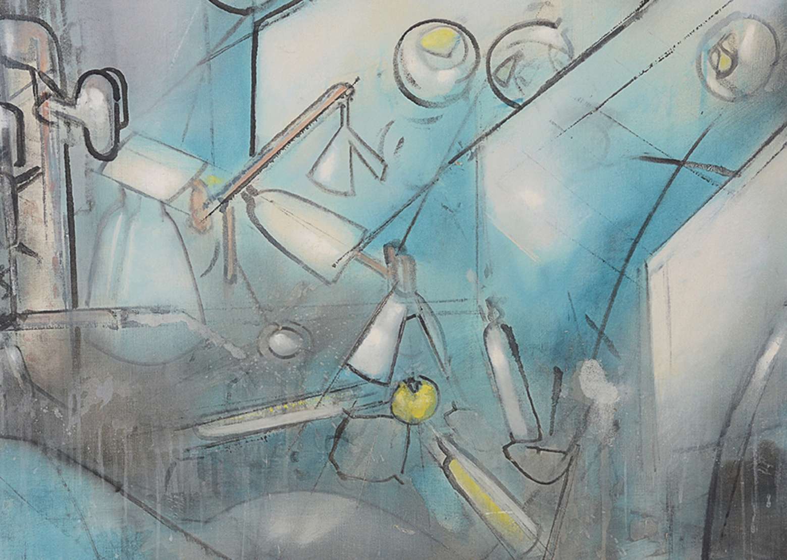 Roberto Matta (1911-2002), Sem título - Óleo s/tela<br>Ass. inf. esquerdo e verso<br><br>Roberto Matta (1911-2002) foi um pintor e escultor chileno, considerado um dos principais representan