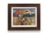 Newton Rezende (1912-1994), Cangaço, 1987 - Óleo s/ eucatex<br>Ass. inf. direito<br><br><br>Newton de Rezende Silva (1912-1994) foi um artista multifacetado, atuando como pintor, desenhista, gra