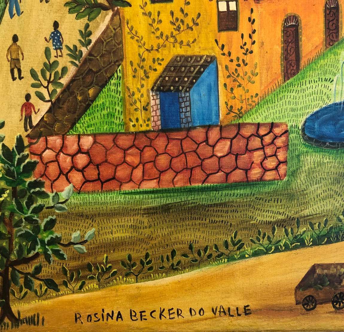Rosina Becker do Valle (1914-2000), A Fazenda, 1969 - Óleo s/ tela<br>Ass. dat. tit. inf. central<br><br>A obra "A Fazenda" de Rosina Becker Do Vale retrata uma paisagem rural serena, com um rio se...