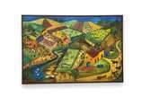 Rosina Becker do Valle (1914-2000), A Fazenda, 1969 - Óleo s/ tela<br>Ass. dat. tit. inf. central<br><br>A obra "A Fazenda" de Rosina Becker Do Vale retrata uma paisagem rural serena, com um rio se...
