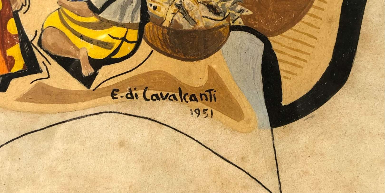 Di Cavalcanti (1897-1976), Sem título ( Estudo ) - Guache s/ papel<br>Ass. inf. direito<br>Estudo para painel do Clube dos 500, anos 50.<br><br>Reconhecido como um dos principais nomes do modernism...