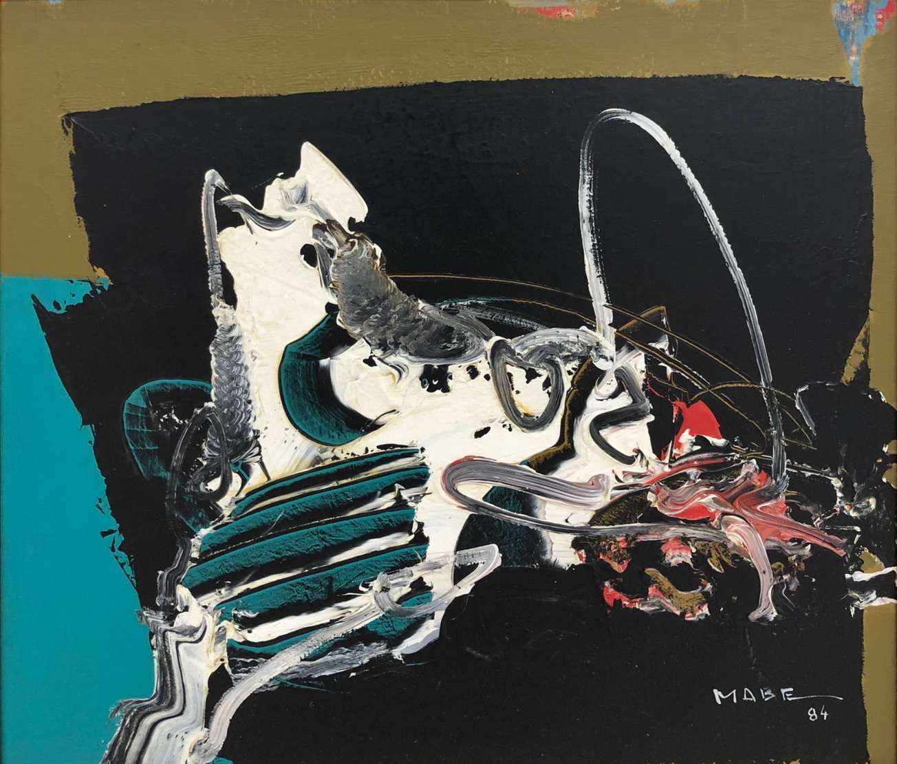 Manabu Mabe (1924-1997), Work nº 7, 1984 - Óleo s/ tela <br>Ass. inf. direito e verso <br><br>Mabe foi um dos principais nomes da abstração lírica no Brasil. Nascido no Japão e radicado em São 