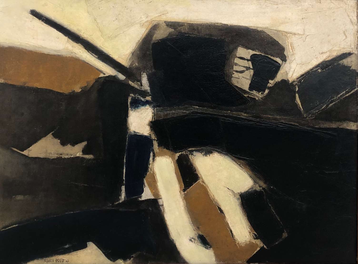 Maria Polo (1937-1983), Abstrato, 1963 - Óleo s/ tela<br>Ass. inf. esquerdo 
