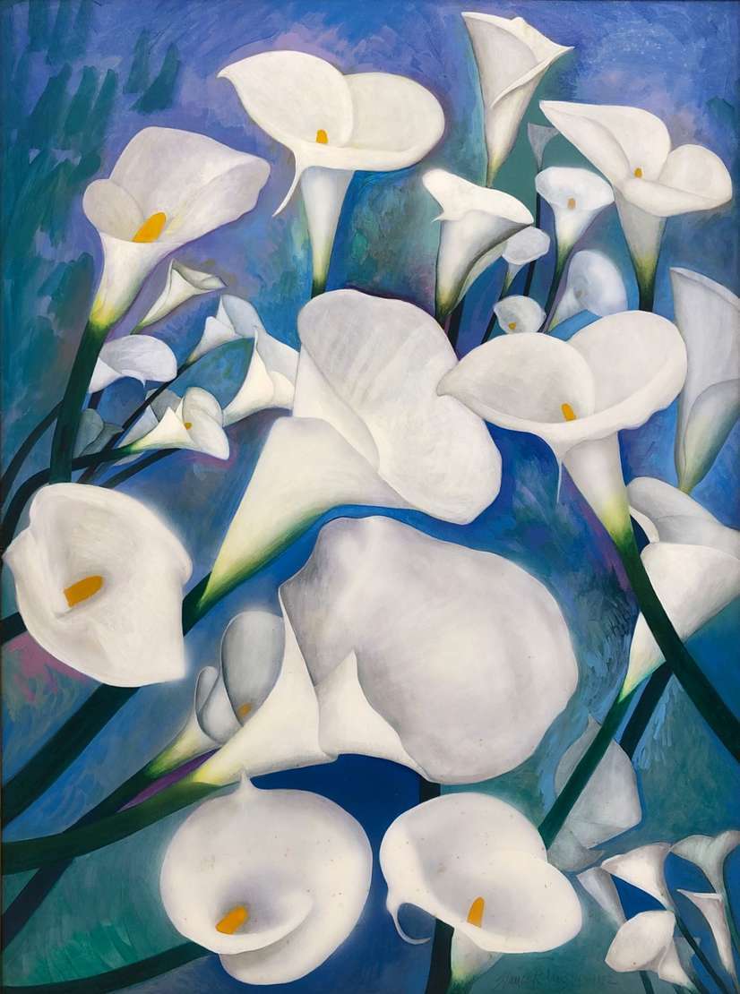 Glauco Rodrigues (1929-2004), Os lírios, 1992  - Acrílica s/ tela <br>Ass. inf. central e verso 