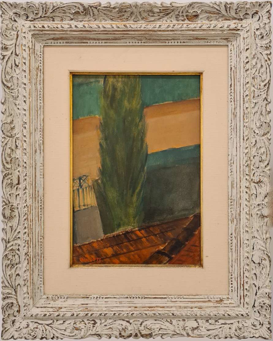 José Pancetti (1902-1958), Paisagem, 1940 - Óleo s/ eucatex<br>Ass. inf. esquerdo e datado<br><br><br>O lote encontra-se em nosso espaço para apreciação através de prévio agendamento.