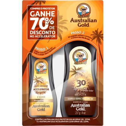 Kit Protetor Solar E Bronzeador Australian Gold Fps30 237ml