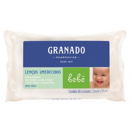 Lenços Umedecidos Granado Erva Doce - Contém 50 Unidades. Granado Lenços Umedecidos Granado Erva Doce - Contém 50 Unidades. Granado