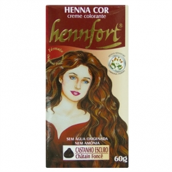 Tintura Henna Creme Hennfort Castanho Escuro - Contém 60g. Hennfort