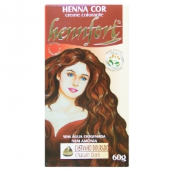Tintura Henna Creme Hennfort Castanho Dourado - Contém 60g. Hennfort Tintura Henna Creme Hennfort Castanho Dourado - Contém 60g. Hennfort