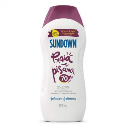 Protetor Solar Sundown Praia e Piscina FPS 70 200ml - Johnson & Johnson