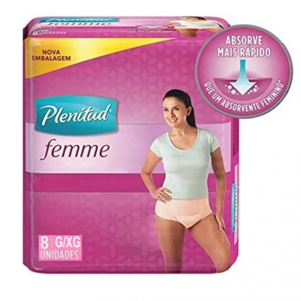 Roupa Íntima Plenitud Active Fem G/XG 8 unidades Roupa Íntima Plenitud Active Fem G/XG 8 unidades