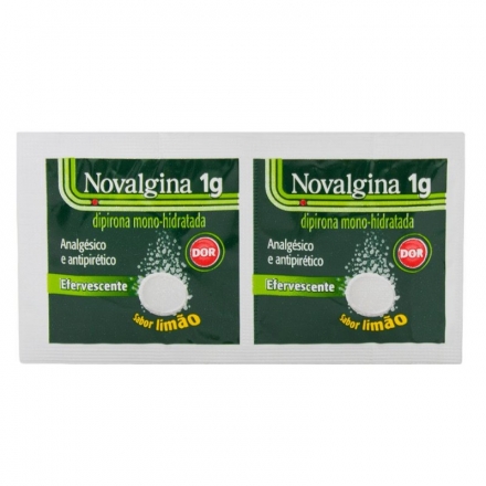 Novalgina Efervescente Sabor Limão 1g - Contém 2 Comprimidos Efervescentes. Bayer