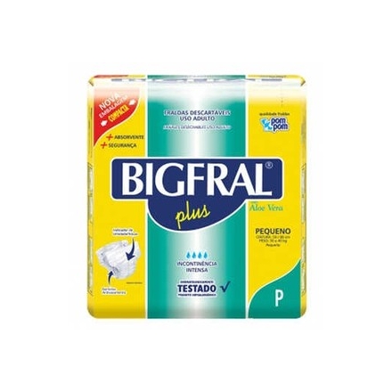 Fralda Geriátrica Bigfral Plus Tamanho P - Contém 10 Unidades. PomPom