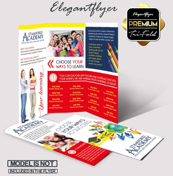 Download Modelo Brochura de Idiomas PSD Tri-Fold Grátis