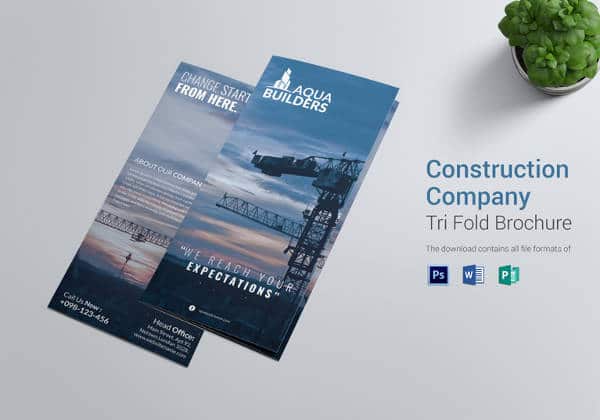 Empresa Construtora arquitetura TriFold Folheto PSD Brochura