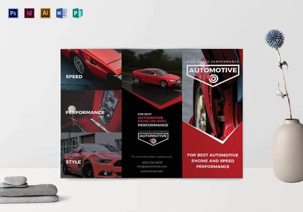 Folheto Tri-fold Automotivo esportivo