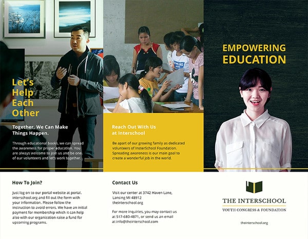 Folheto Editável Educação Tri-Fold Modelo Ilustrator