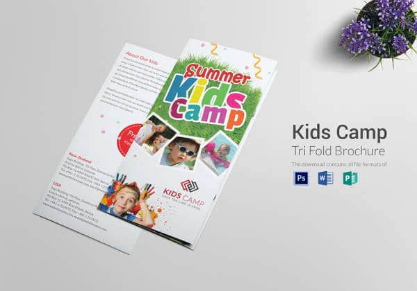 Brochura templates-verão-crianças-acampamento-tri-fold