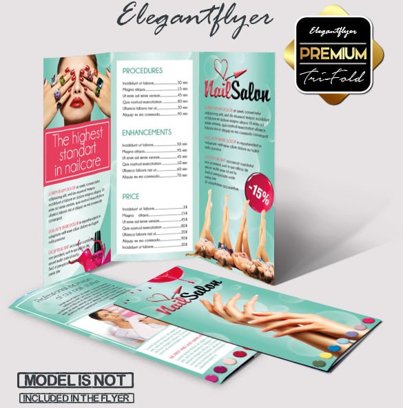 Nail PSD Tri-Fold Grátis Folhetos de apresentação