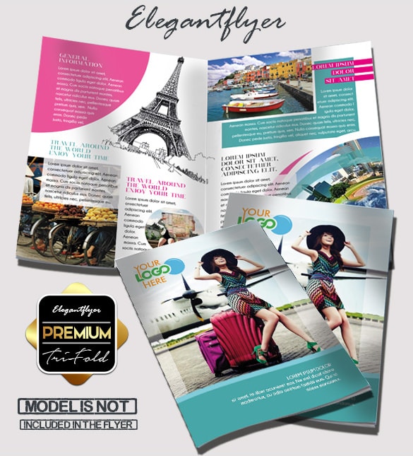 Viagem Grátis PSD Bi-fold Folheto de Modelo de apresentação