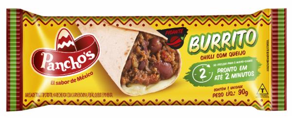BURRITO CONGELADO PANCHO’S CHILLI COM QUEIJO PACOTE 90G - DELIVERY ALABARCE