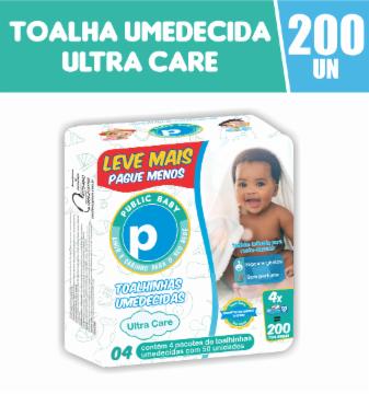 Toalhinhas Umedecidas Public Baby Ultra Care com 200 Leve Mais Pague Menos