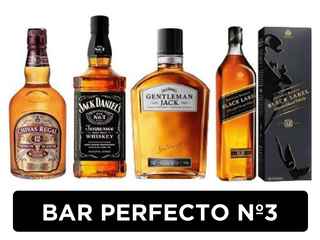 Imagen de BAR PERFECTO Nº3: Chivas Regal 12 Años + Jack Daniels N7 + Gentleman Jack + Johnnie Walker Black Label