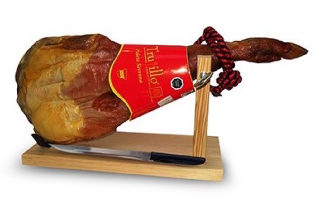 Paleta Jamón Serrano Trujillo Etiqueta Roja 4 kilos Con Atril y Cuchillo