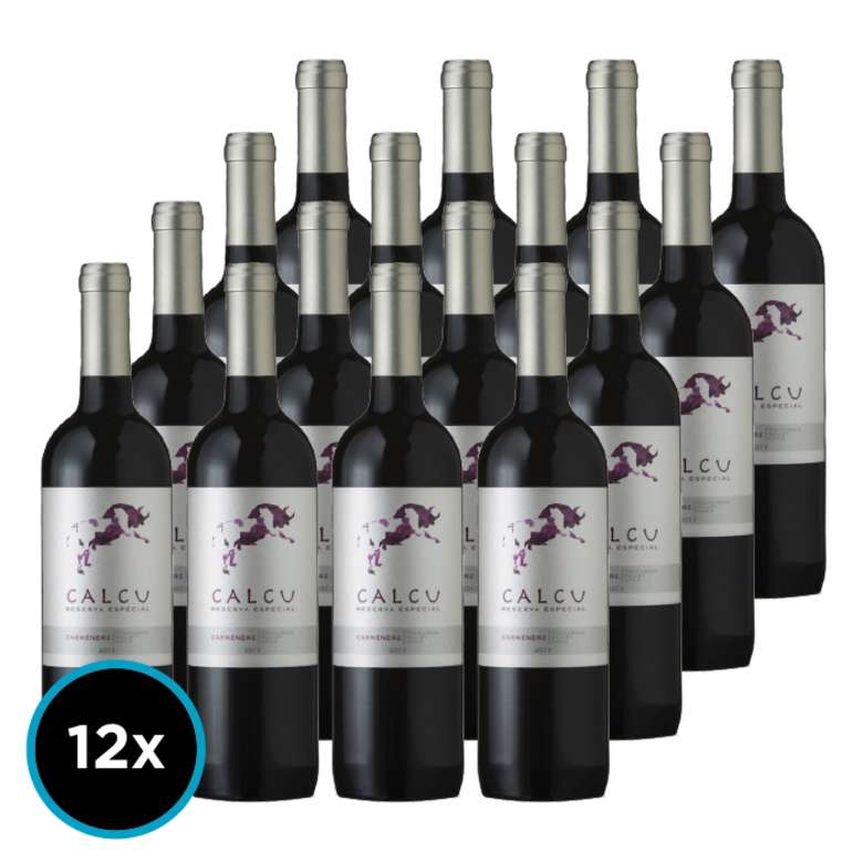 CAJA CALCU RESERVA (Carmenere): 12x Vino Calcu Reserva Carmenere 750cc