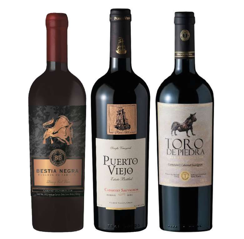 Vino Bestia Negra Cabernet Sauvignon 750cc + Vino Puerto Viejo Cabernet Sauvignon 750cc + Vino Toro de Piedra Cabernet Sauvignon 750cc