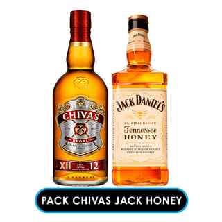Imagen de PACK CHIVAS JACK HONEY: Whisky Chivas Regal 12 Años 750cc + Whiskey Jack Daniels Honey 750cc