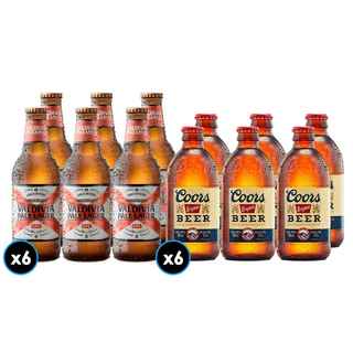 Imagen de PACK KUNSTMANN (Pale Lager) - COORS: 6x Cerveza Kunstmann Valdivia Pale Lager Botella 330cc + 6x Cerveza Coors Original Botella 355cc