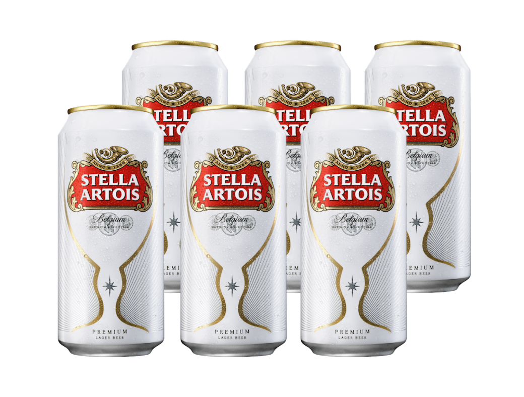 6x Cerveza Stella Artois en Latas 473cc