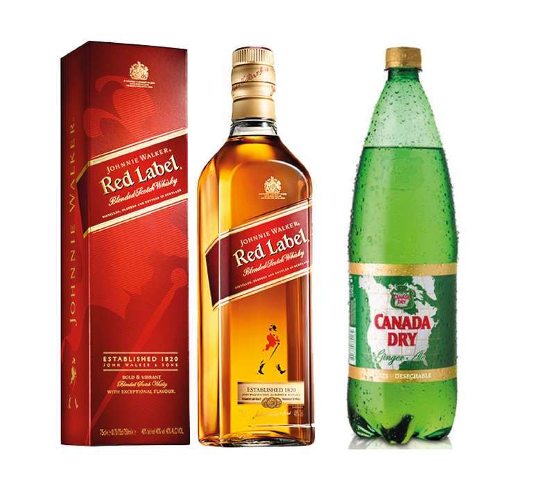 Johnnie Walker Red Label 750cc + Canada Dry Ginger Ale 1.5 Lts