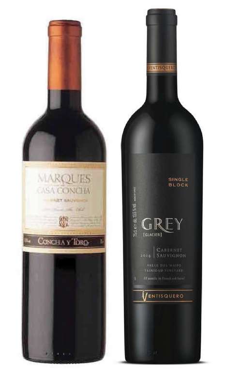 PACK DUO VINOS Nº7: Vino Marques de Casa Concha Cabernet 750cc + Vino Ventisquero Grey Cabernet 750cc