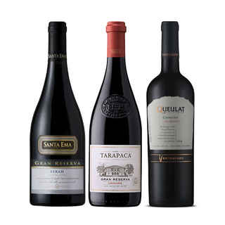 Imagen de PACK GRAN RESERVAS SUMMER Nº1: Vino Santa Ema Gran Reserva Syrah 750cc + Vino Tarapacá Gran Reserva Carmenere 750cc + Vino Ventisquero Queulat Gran Reserva Carmenere 750cc