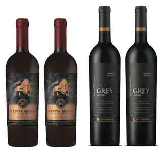 Imagen de PACK VINOS RESERVA Nº6: 2x Vino Bestia Negra Carmenere 750cc + 2x Vino Ventisquero Grey Cabernet Sauvignon 750cc