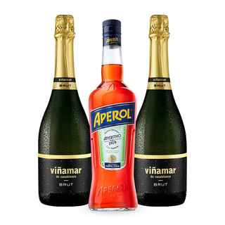 Imagen de PACK APEROL VIÑAMAR: Licor Aperol 750cc + 2x Espumante Viñamar Charmat Brut 750cc