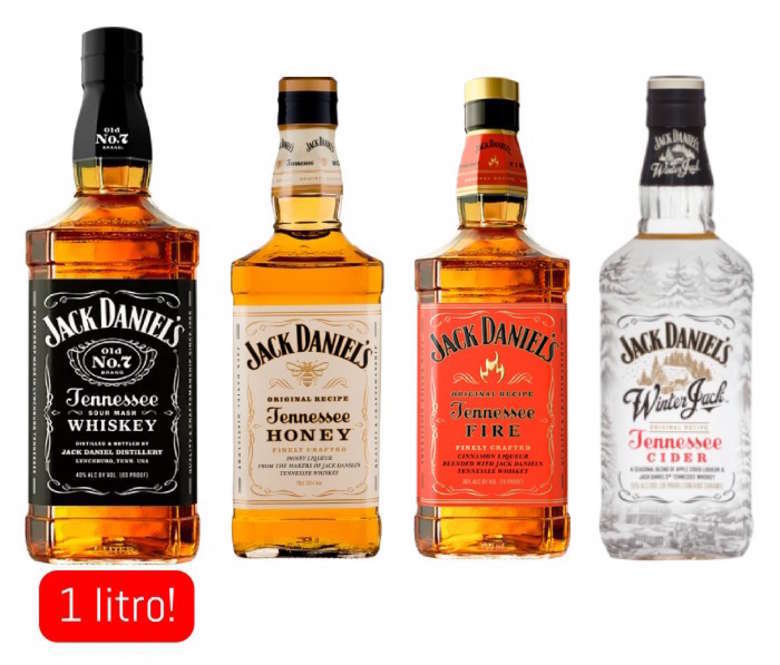JACK PACK FULL: Jack Daniels N7 1 litro + Jack Daniels Honey 750cc + Jack Daniels Fire 750cc + Jack Daniels Winter 750cc