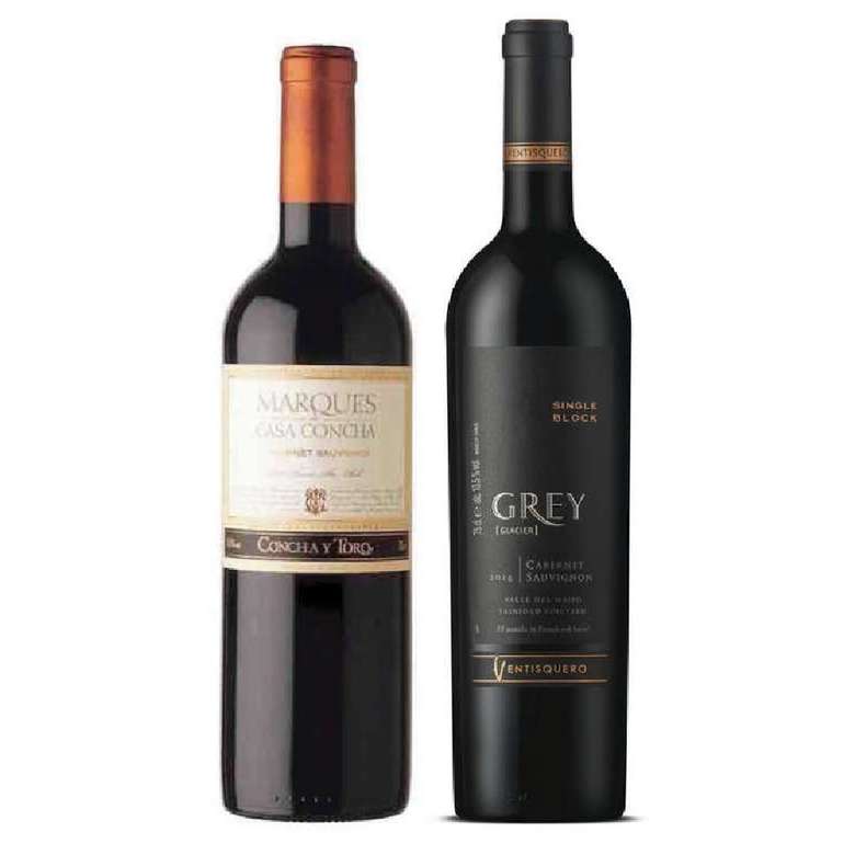 PACK DUO VINOS Nº7: Vino Marques de Casa Concha Cabernet 750cc + Vino Ventisquero Grey Cabernet 750cc