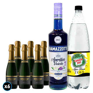 Imagen de Pack Spritz Ramazzotti - Viñamar: 6x Viñamar Charmat Brut Botella 375cc + Agua Tónica Canada Dry Zero 1,5lt + Ramazzotti Violetto 700cc