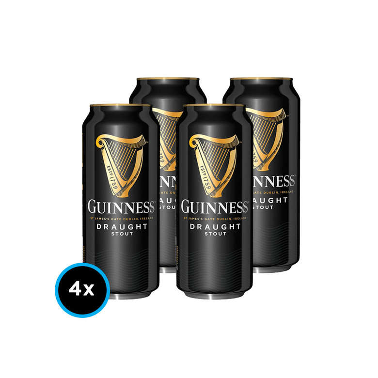 Pack x4 Cerveza Guinness Draught Stout en Lata 440cc