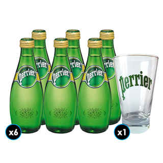 Imagen de PACK PERRIER: 6x Agua Perrier Con Gas en Botella 330cc + 1x Vaso Perrier 