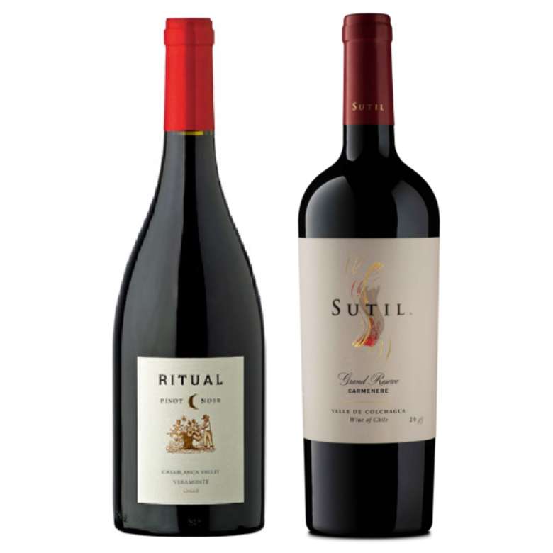 PACK DUO RITUAL SUTIL: Vino Ritual Veramonte Pinot Noir 750cc + Vino Sutil Gran Reserva Carmenere 750cc